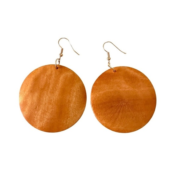 Jewelry - ⭐️ 5 for $25 Natural Wood Painted Lightweight Earrings Gold Tone Hoops
